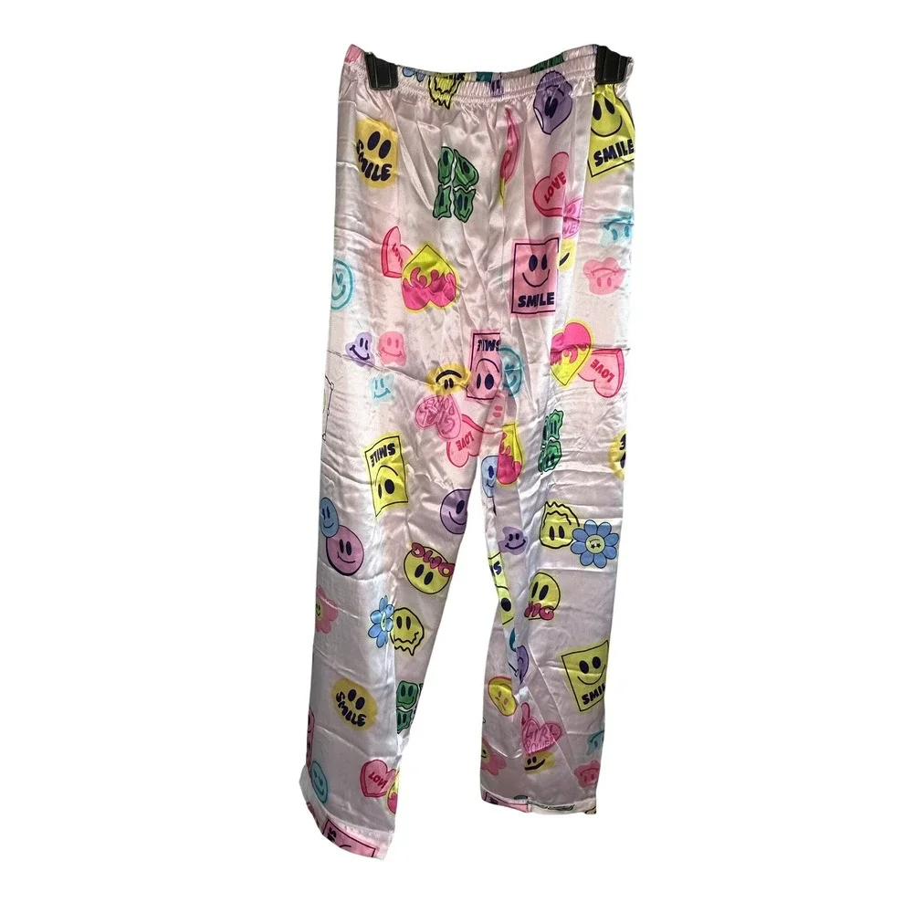 Beezizac Kids Pajama Set Long Sleeve Pants Smiley‎ Face Love Print Size 14